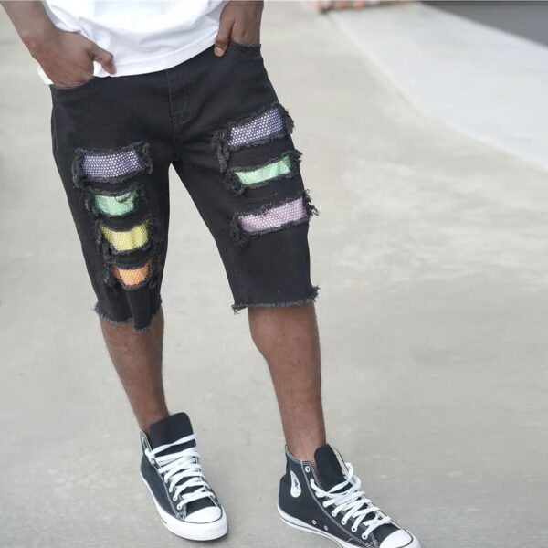 Allure Color Diamond Denim Shorts