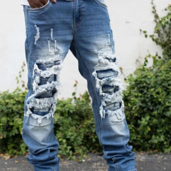 Queba Distressed Stacked Denim Jeans