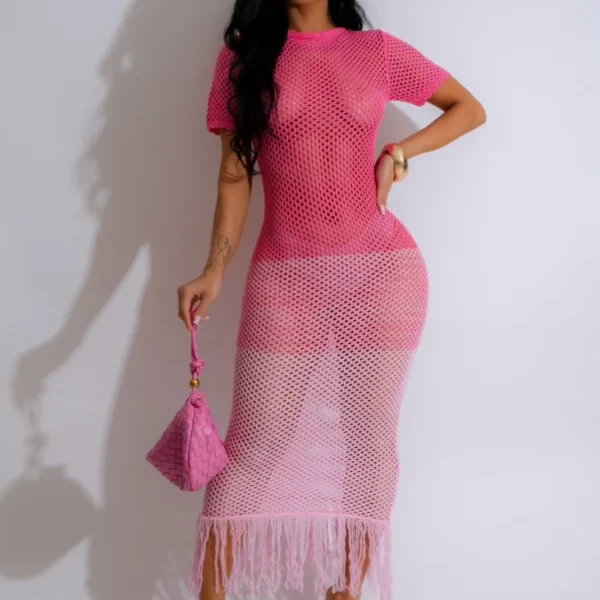 Allure Crochet All Day Pink Dress