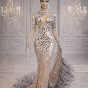 Celestial Shard Feather Couture Gown